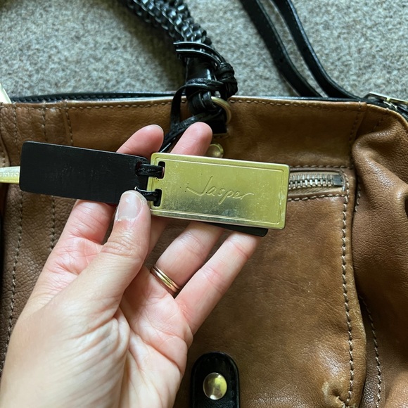 Gryson Jasper Leather Large Tote Shoulder Hand Bag Suede Lining Brown Black - Picture 9 of 16